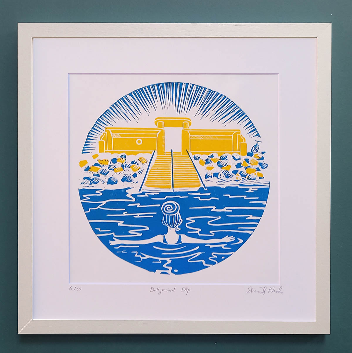 Dollymount Dip Framed Linoprint - Sinéad Woods