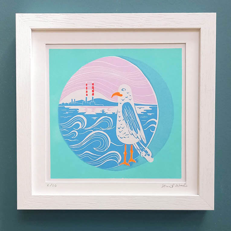 "Wave Watcher"  lino print - Sinéad Woods