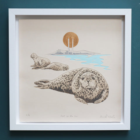 "Soak up the Sun"  Framed Collagraph print - Sinéad Woods