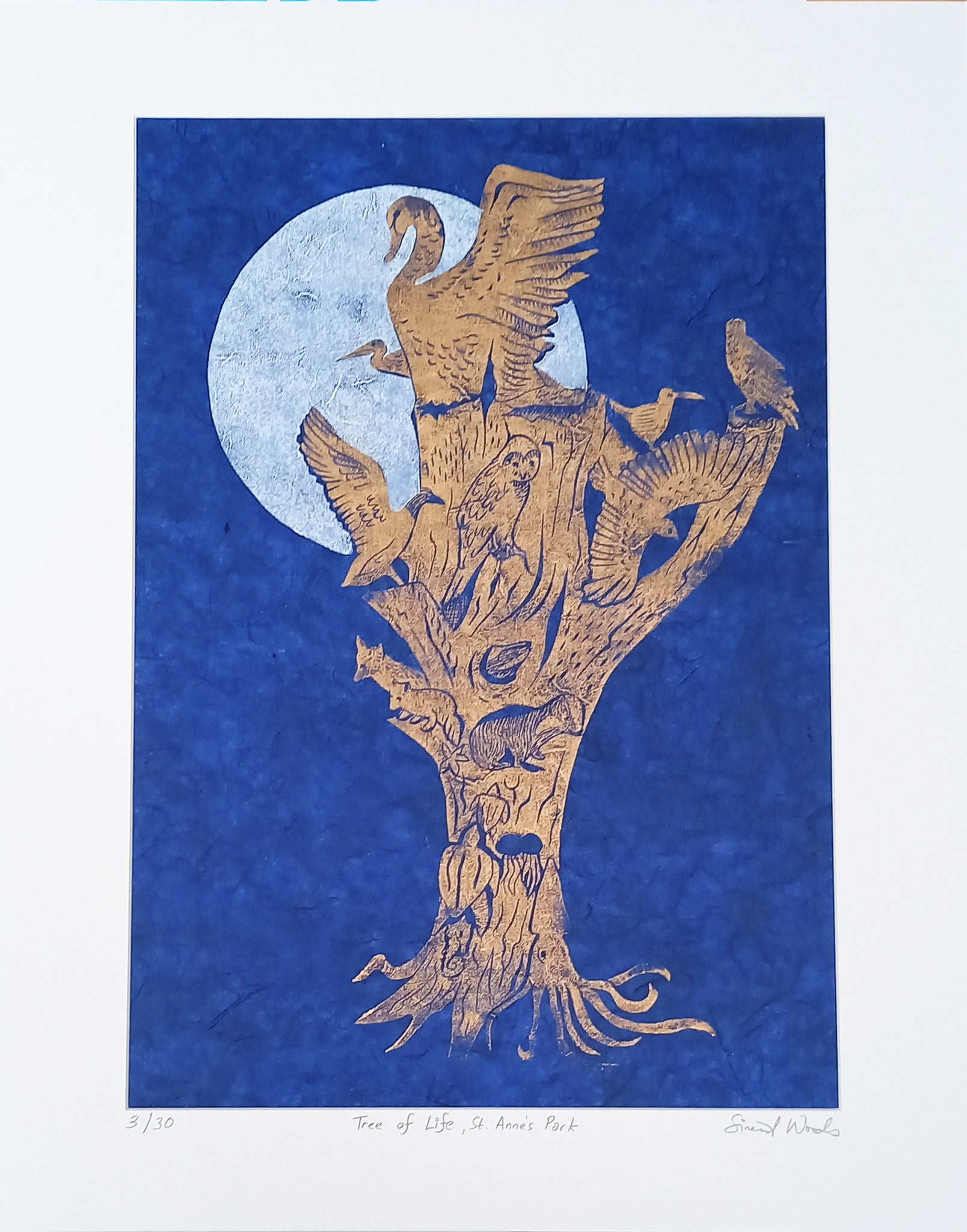 'Tree of Life, St. Anne's Park' Framed Linoprint - Sinéad Woods
